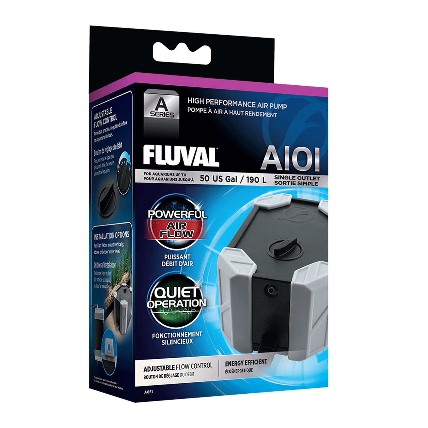 Pompa powietrza Fluval A101 Series 90-110LPH - 50 US Gal/190L - Pojedyncze wyjście 2W