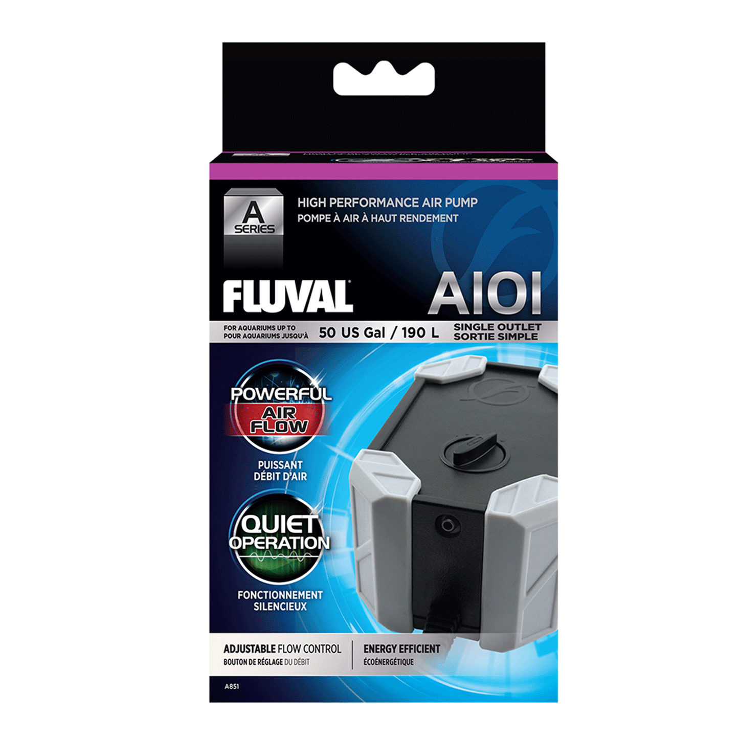 Pompa powietrza Fluval A101 Series 90-110LPH - 50 US Gal/190L - Pojedyncze wyjście 2W