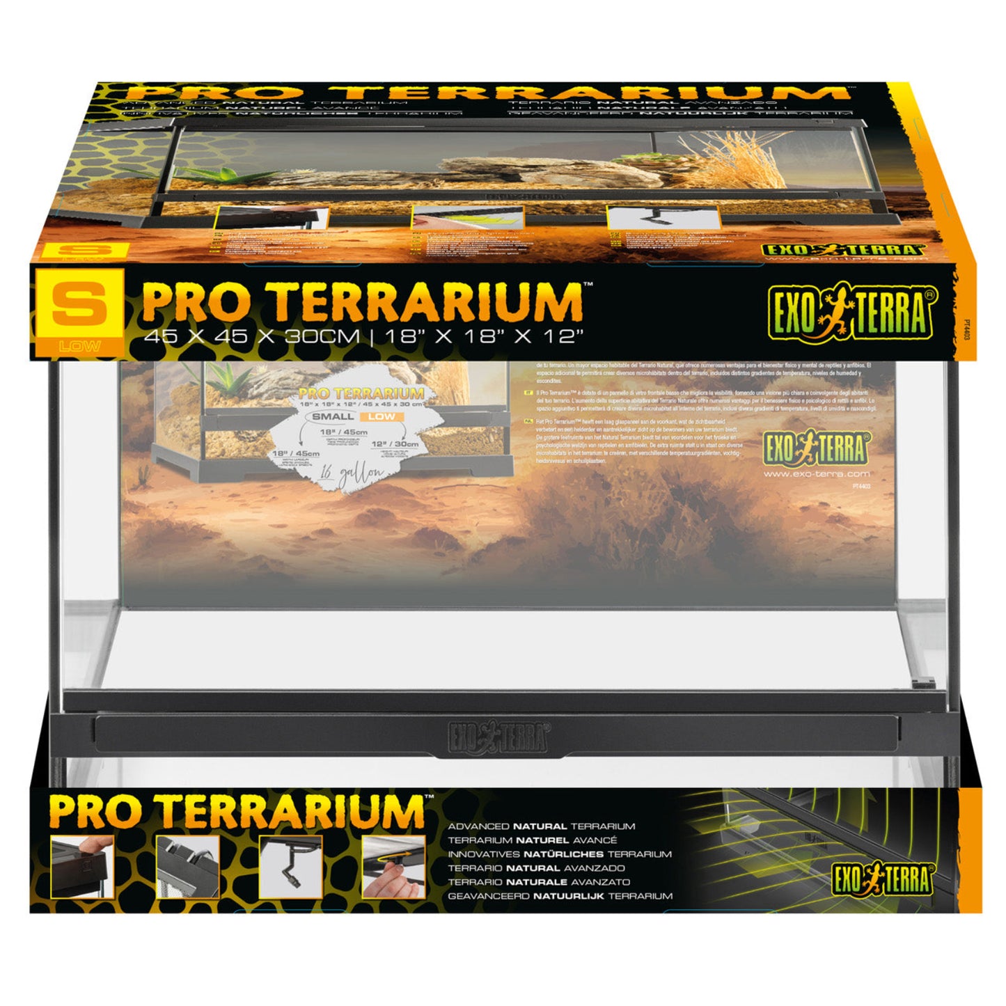 Exo Terra Pro Terrarium Small Low - 45x45x30cm/ 18"x18"x12"