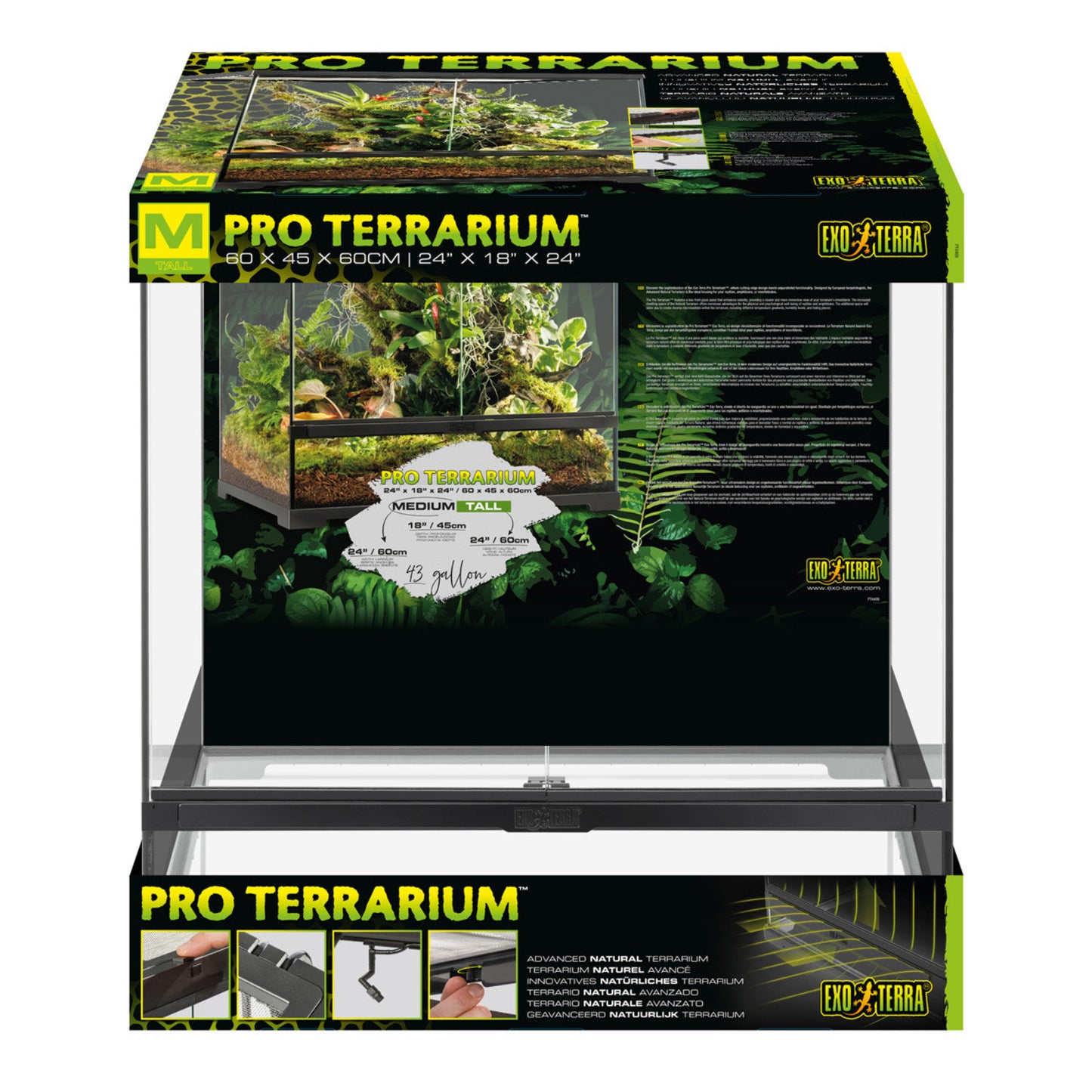 Exo Terra Pro Terrarium Medium Tall - 60x45x60cm/ 24"x18"x24"