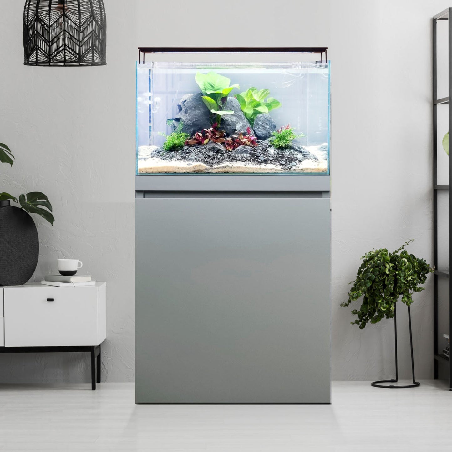 Fluval Visi-White 60 Aquarium Set, 20.6 US Gal / 78 L Dusty Grey