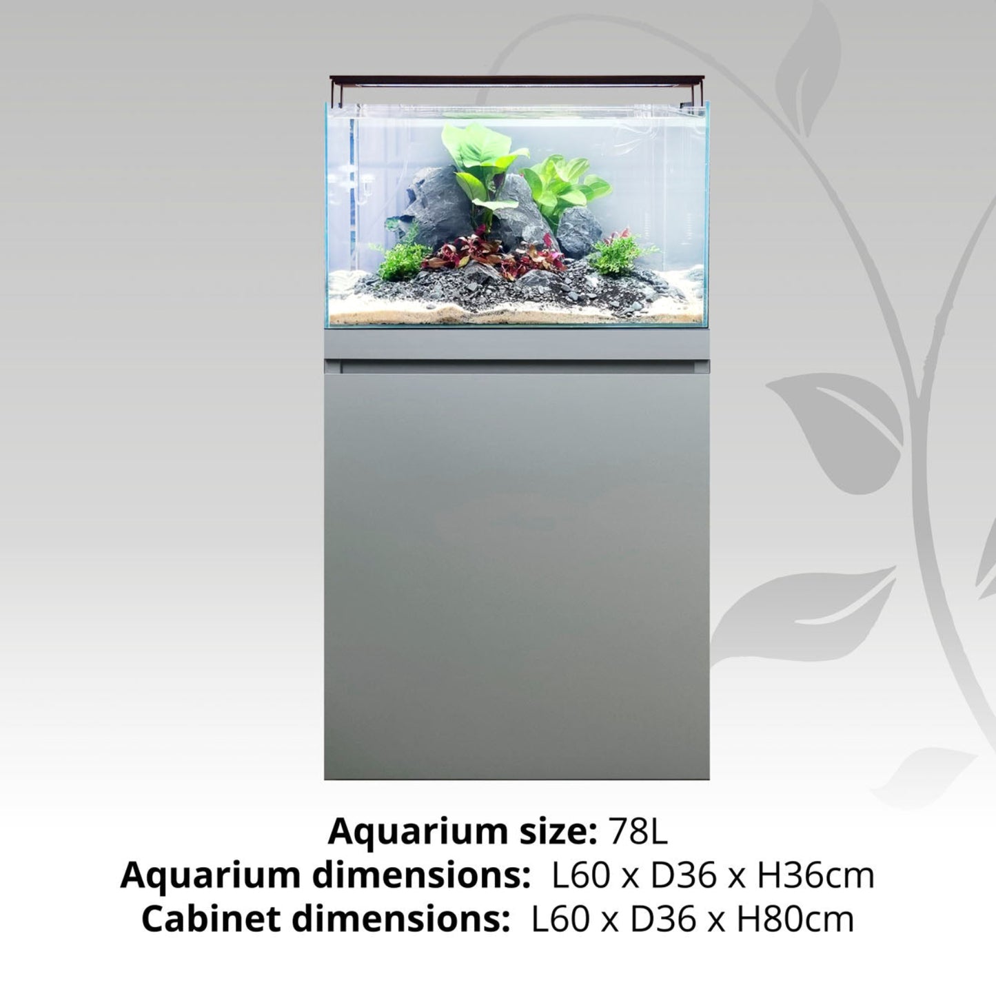 Fluval Visi-White 60 Aquarium Set, 20.6 US Gal / 78 L Dusty Grey
