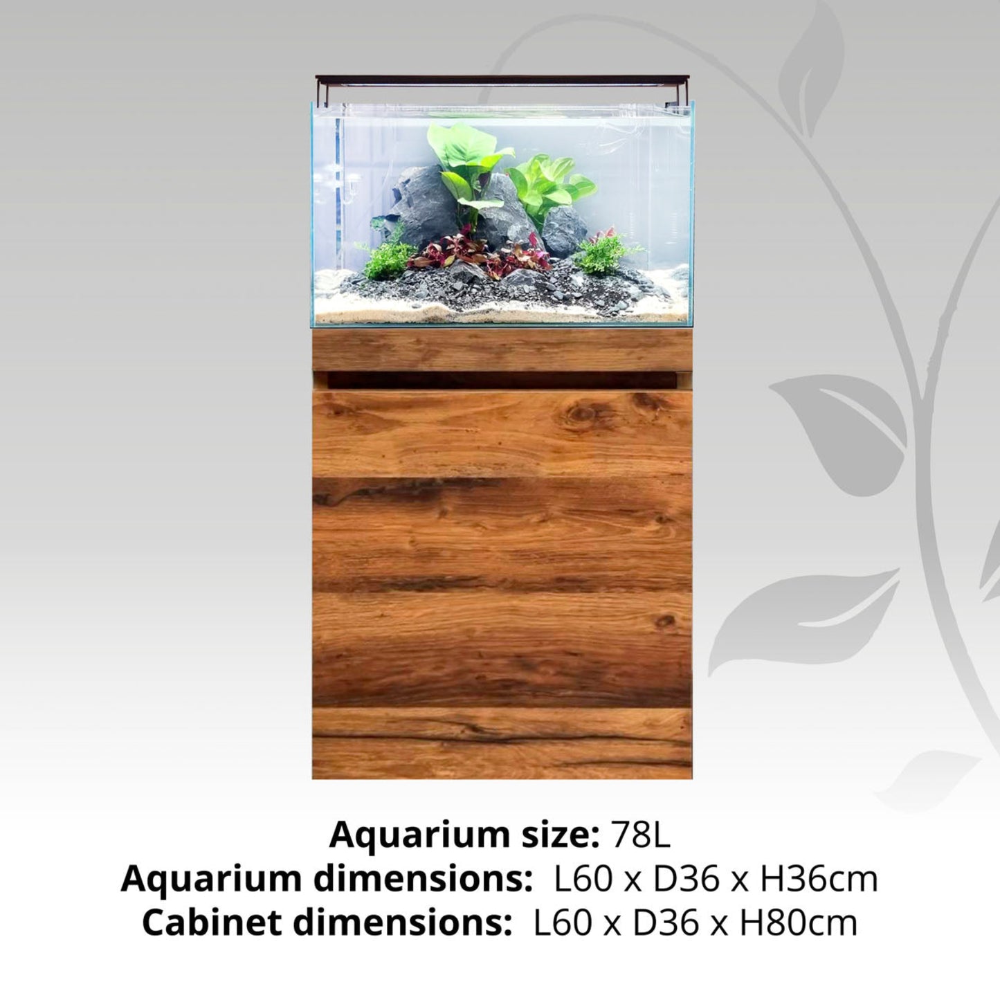 Fluval Visi-White 60 Aquarium Set, 20.6 US Gal / 78 L Hunton Oak