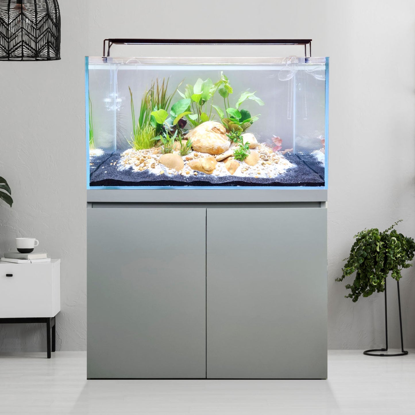 Fluval Visi-White 90 Aquarium Set, 53.6 US Gal / 202.5 L - Dusty Grey