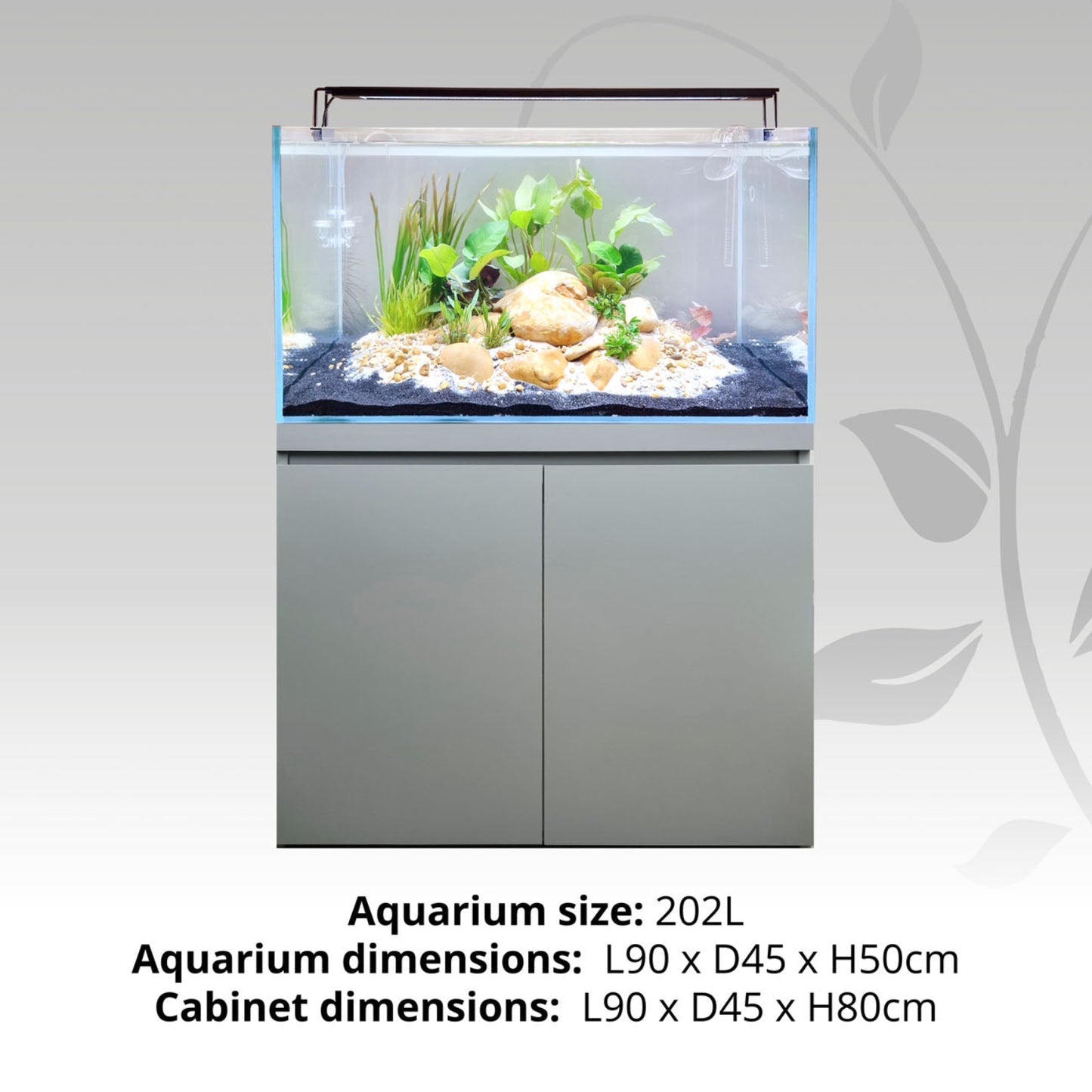 Fluval Visi-White 90 Aquarium Set, 53.6 US Gal / 202.5 L - Dusty Grey