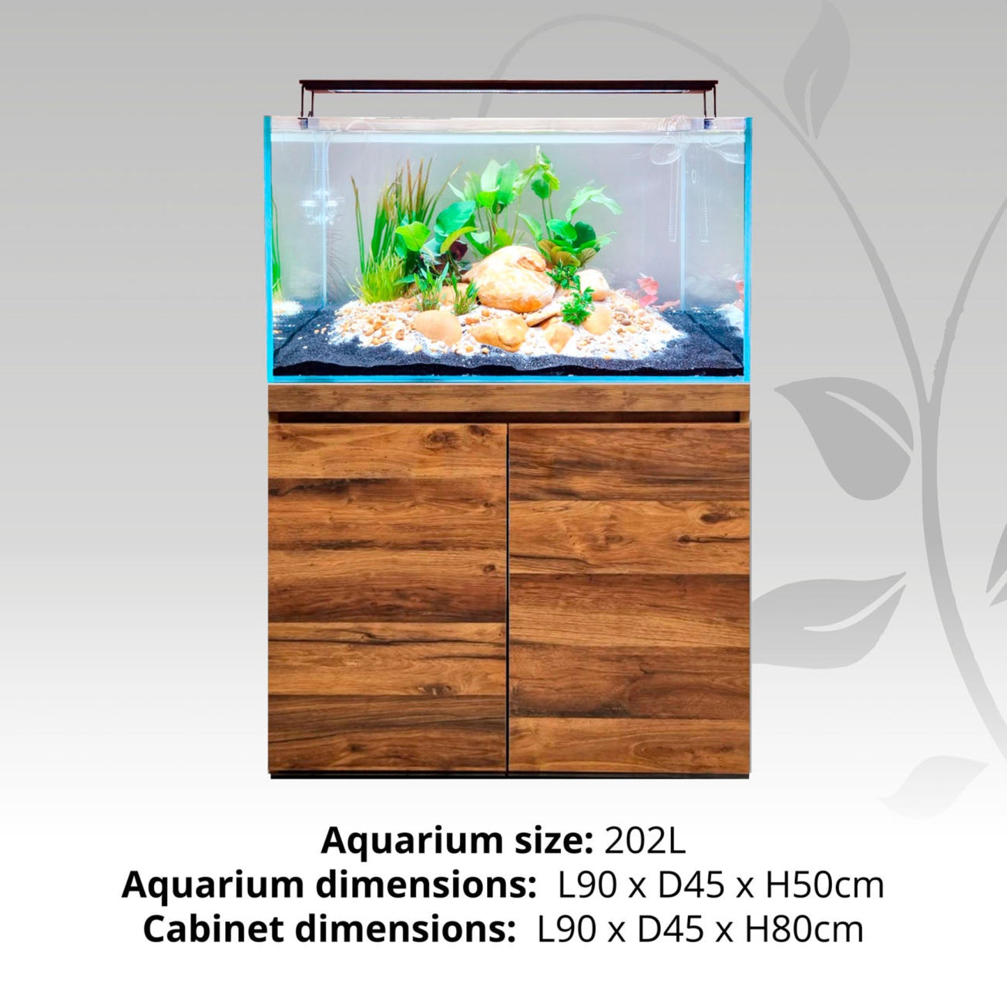 Fluval Visi-White 90 Aquarium Set, 53.6 US Gal / 202.5 L - Hunton Oak