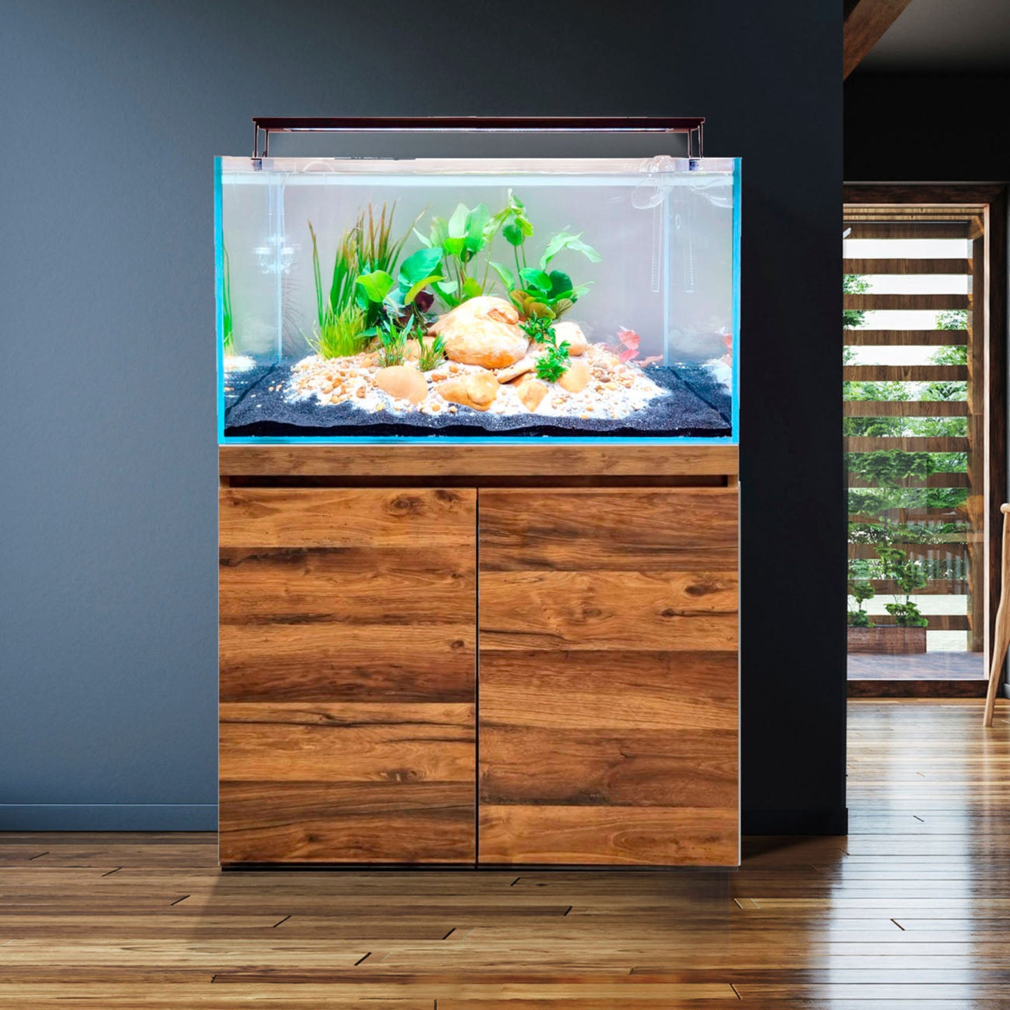 Fluval Visi-White 90 Aquarium Set, 53.6 US Gal / 202.5 L - Hunton Oak