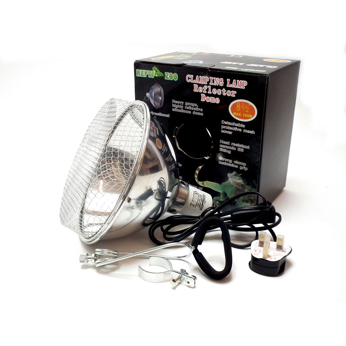 Reptile Clamp Lamp Silver + Grill 150W