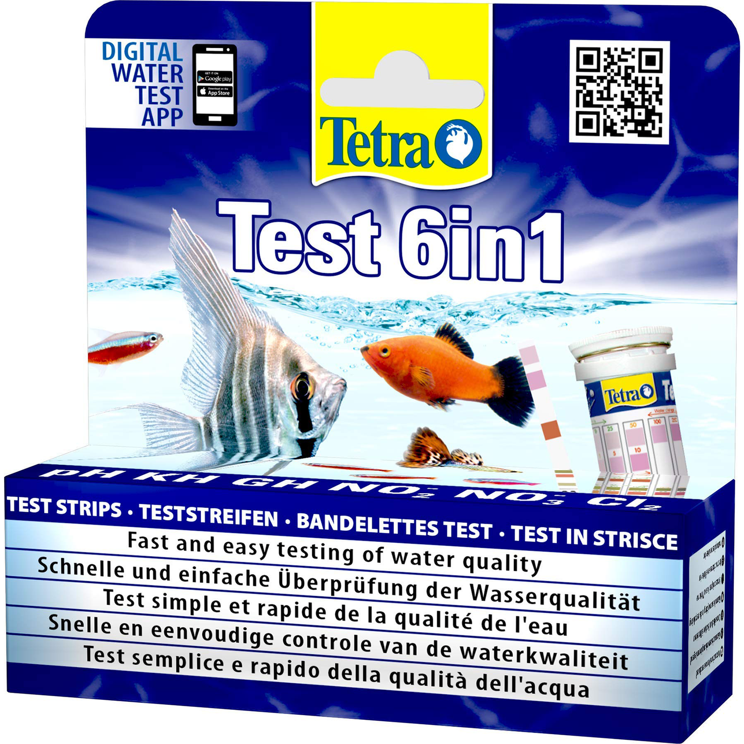 Tetra Test 6w1 - Zestaw testów do akwarium 25 pasków PH, KH, GH, N02, NO3, CL2