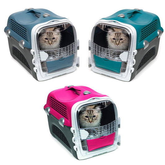 Catit Cabrio Cat Carrier - Cherry Red / Turquoise / Blue Grey